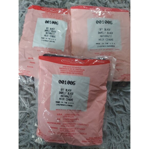 SILKIES 001006 3pair Knee Hi's One Size fits Most Off Black Made USA NOS Vintage - Picture 6 of 8